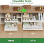 PAKETA 4 Pack Expandable Pull Out Cabinet Organizer, 21'' Deep Pull Out Drawers for Cabinet, Upgrade 3 Slide Rails Sliding Drawers for Cabinets with Adhesive Nano Film (White, 21"D X 15-26"W)