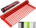 Zulay Kitchen Large Roll Up Dish Drying Rack - Heavy Duty Silicone Wrapped Steel Rods Over Sink Dish Drying Rack - Versatile Roll Up Sink Drying Rack & Trivet - Red,20.5 inches x 13 inches