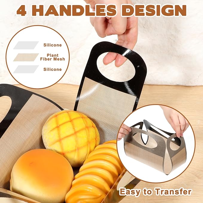 2 Pack Silicone Bread Loaf Pan Liners, Silicone Dough Mat Bread Pan Liners Reusable Baking Sheet Liner Sourdough Baking Mat Food-Grade Easy Clean Dough Transfer Tool