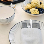 Earth & Clay Zeke 12-Piece Dinnerware Set Earthenware, Plates and Bowls Set, Dishwasher and Microwave Safe Dishes, Dish Set for 4, Grey