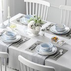 MALACASA Plates and Bowls Sets, 12 Pieces Porcelain Dinnerware Sets Dishware Sets Chip Resistant Ceramic Dish Set Dining Dinner Ware Service for 4, Marble Blue, Series LUNA