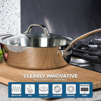 Viking Contemporary 3-Ply Pots and Pans Set, 7 Piece Stainless Steel Kitchen Cookware, Silver