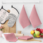 Homaxy 100% Cotton Waffle Weave Kitchen Dish Cloths, Ultra Soft Absorbent Quick Drying Dish Towels, 12 x 12 Inches, 6-Pack, Dried Rose