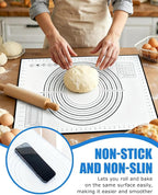 Silicone Pastry Mat with Measurements, 28" x 20" Extra Large Silicone Baking Mat, Non-slip Pastry Rolling Sourdough Baking Mat, Bread Rolling Dough Mats Sheet for Fondant,Pizza,Pie,Cookies