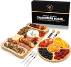 Charcuterie Boards - Large Bamboo Cheese Board Gift Set with Serving Tray, Knives & Bowls for Meat, Cheese & Crackers - House Warming Gifts New Home, Wedding Gift for Couple, Birthday Gifts for Women