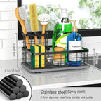 Kitchen Sink Caddy Organizer, [Stay-Dry Anywhere & No Drainage Needed] Sponge Holder for Kitchen Sink Countertop,Stainless Steel with Rust-Resistant Coating-10.24" L x 6.5" W x 5.83" H