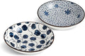 Ceramic Cat Bowls Set of 2, Vintage Blue and White Pet Dog Bowl for Food & Water, 5.5 in Small Kitten Wide Shallow Dishes for Indoor Cats