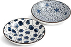 Ceramic Cat Bowls Set of 2, Vintage Blue and White Pet Dog Bowl for Food & Water, 5.5 in Small Kitten Wide Shallow Dishes for Indoor Cats