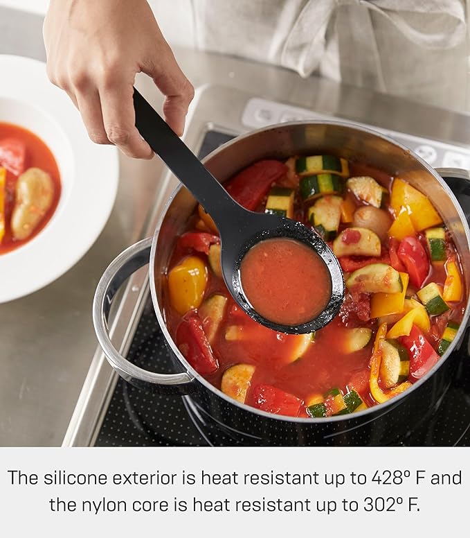 Yamazaki Home Tower Silicone Kitchen Spoon, Hygenic With Integrated Tool Rest, Floating Clean Design - Silicone