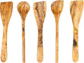 Tramanto Olive Wood Utensil Set - 5 Piece Spatula and Spoon Wooden Cooking Tools, 12 Inch Long, Rustic Hand Made with Gift Box