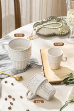 3.3 OZ Coffee Mugs, Ceramic Coffee Mug, Espresso Cups, Stackable Mug, Mug Set of 6, Coffee Cups for Tea Cocoa Cappuccino - Office Party Gathering, Great Gift for Birthday Housewarming Wedding, Beige