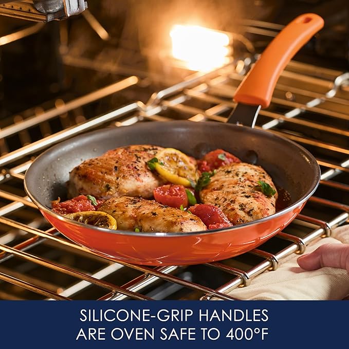 Rachael Ray Cook + Create Nonstick Cookware Frying Pan/Skillet, Fry Pan, 10 Inch - Orange