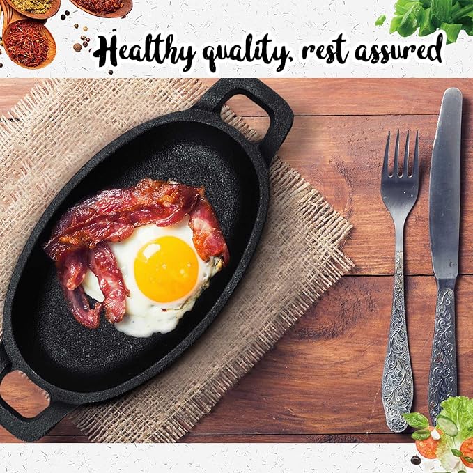 Uiifan 6 Pieces Mini Cast Iron Skillet Set, Individual Serving Oven & Stovetop Pans for Baking, Roasting, Grilling & Appetizers for Parties, Restaurants & Home Kitchens
