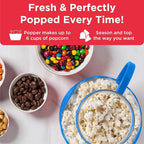 Ecolution Patented Micro-Pop Microwave Popcorn Popper with Temperature Safe Glass,3-in-1 Lid Measures Kernels and Melts Butter,Made Without BPA,Dishwasher Safe,1.5-Quart,Blue,(Pack of 4)