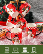 HASENSE Coffee Mugs Set of 6, Ceramic Coffee Cups with Handle, Large Christmas Latte Cup for Tea, Hot Cocoa, Milk, Stylish Mug for Holiday Gift, Dishwasher and Microwave Safe, Red