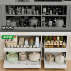 PAKETA 1 Pack Expandable Pull Out Cabinet Organizer, 21'' Deep Pull Out Drawers for Cabinets, Upgrade 3 Slide Rails Sliding Drawers for Cabinet with Adhesive Nano Film (White)