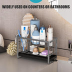 Sponge Holder for Kitchen Sink with Flexible Sink Caddy Smiley Face,2 Tier Kitchen Sink Organizer Countertop and Storage Essentials,Soap Dispenser Organize,Home Decor Accessories-Gray