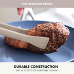 GreenPan Silicone Tong, Cooking Grilling Serving, Salad, Kitchen Utensil, Flexible Rubber Nonstick Cookware, Rigid Steel Core, Heat-Resistant, Anti-Slip Handle, BPA-Free, Dishwasher Safe, Taupe