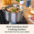 Calphalon Brushed 3-Ply Stainless Steel Cookware Set w/Turbo Heat Tech 6Qt Stock Pot with Lid, Induction, Oven Safe 450F, Brushed Stainless Silver