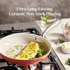 Redchef Frying Pan Ceramic Nonstick, Versatile Chef's Pan for Searing & Browning, Suitable for All Stoves, PFOA/PTFE Free Coating, Easy to Clean, Pumpkin Orange, 9.5 Inch