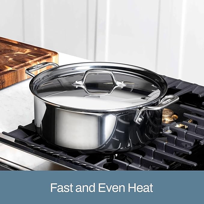 All-Clad D3® Stainless Steel 6 Quart Stockpot With Lid- Made in the USA- The Original Bonded Professional Cookware- Oven Safe & Induction Compatible