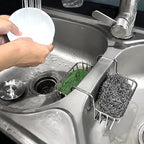 BuleVina Stainless Steel Sponge Holder for Kitchen Sink - Never Rust Hanging Saddle Double for Soap Kitchen Sink Caddy 2.2 inch, Rustproof Organizer for Dishwashing and Brush Drying