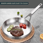 Tri - Ply Stainless Steel Frying Pan Set 8" 10" Skillets with Tempered Glass Lids Durable, Ideal for Eggs, Induction Compatible up to 600°F