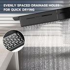 NiHome Extendable Sink Kitchen Organizer, Extra Long Telescopic Brush Storage Rack for Sponge, Non-Slip Pads Expandable Sink Caddy, Adjustable Sponge/Brush Rack with Drainage Durable ABS (Black)