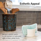 Elevated Lifestyle Ceramic Sponge Holder – Sink Caddy Organizer, Decorative Bathroom and Kitchen Sink Accessories, Allows Sponge to Dry, Ideal Countertop Sponge & Bar Soap Holder - (White)