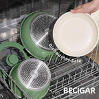 8PCS Ceramic Cookware,Nonstick Ceramic Pan, Removable Handle Pots and Pans Set, Stackable Set, Nonstick Pan Pots and Pans Set Non Stick pot (Green)