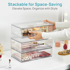 Vtopmart 12.1''W Clear Stackable Storage Drawers,4 Pack Acrylic Plastic Organizers Bins for Makeup Palettes, Cosmetics, and Beauty Supplies,Ideal for Vanity, Bathroom,Cabinet,Desk Organization