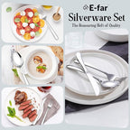 E-far Silverware Set for 8, 40-Piece Heavy Duty Stainless Steel Flatware Cutlery Set - Mirror Polished & Dishwasher Safe, Metal Eating Utensils Includes Spoons and Forks Knives for Home Kitchen