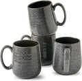 HASENSE 15oz Coffee Mugs Set of 4, Ceramic Coffee Mugs with Handle, Large Coffee Cups for Coffee, Tea, Latte & Cappuccino,Coffee Mugs for Men and Women Microwave & Dishwasher Safe,Gray