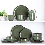 LERATIO 12OZ Ceramic Coffee Mugs Set of 6, Large Porcelain Coffee Cups With Large Handle For Latte,Cappuccino,Milk,Cocoa,|Dishwasher&Microwave Safe Mug Sets,Ideal for Man,Woman,Dad, Mom-Green