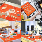 Silicone Baking Mat 28" x 20" Extra Thickness Dough Rolling Mat with Measurements and Edge Heightening, Non-stick Food Grade Silicone Pastry Mat for Pastry, Bread, Cookies, Pizza, Fondant, Pasta-Red