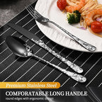40 Piece Black Silverware Set, Stainless Steel Flatware Cutlery Set Service for 8, Mirror Polished Tableware Eating Utensils Set for Home Kitchen, Include Knife Fork Spoon Set, Dishwasher Safe