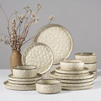 HaWare Dinnerware Sets, 18-Piece Plates and Bowls Set, Stoneware Dish Set for 6, Ceramic Dinnerware for Home Restaurant, Chip and Scratch Resistant, Microwave and Dishwasher Safe, Saturn Khaki