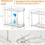 4 Pack Large Pull Out Bathroom Organizers and Storage,2 Tier 12.8″ Tall Sliding Kitchen Under Sink Organizer for Cleaning Products Storage,Acrylic Clear Bathroom inder Sink Organizer,Undersink Storage