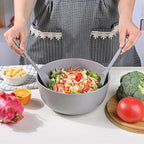 LOVYANXUE Bamboo Fiber Salad Bowl with Servers Set Large 9.8inches Nature Bamboo Mixing Bowl with Servers with Lid Spoon and Fork for Fruits,Salads and Vegetables