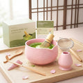 Matcha Kit Whisk Set (7 Pcs) - Complete Matcha Set, Matcha Bowl with Spout, Whisk with Holder, Bamboo Scoop with Rest and Sifter, Perfect Kit for Matcha Lovers (Sakura Pink)
