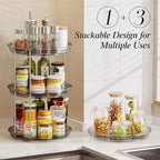 LAMU 2 Pack 2 Tier Lazy Susan Turntable Organizer 10.6'' Rotating Spice Rack Organization for Cabinet, Kitchen, Pantry, Countertop, Bathroom, Vanity, Medicine Cabinet Organizer, Grey