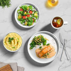Zulay Kitchen Terra Plates and Bowls Sets, 16 Piece Modern Stoneware Dish Set for 4, Chip and Scratch Resistant Ceramic Dinnerware Set, Microwave and Dishwasher Safe, White