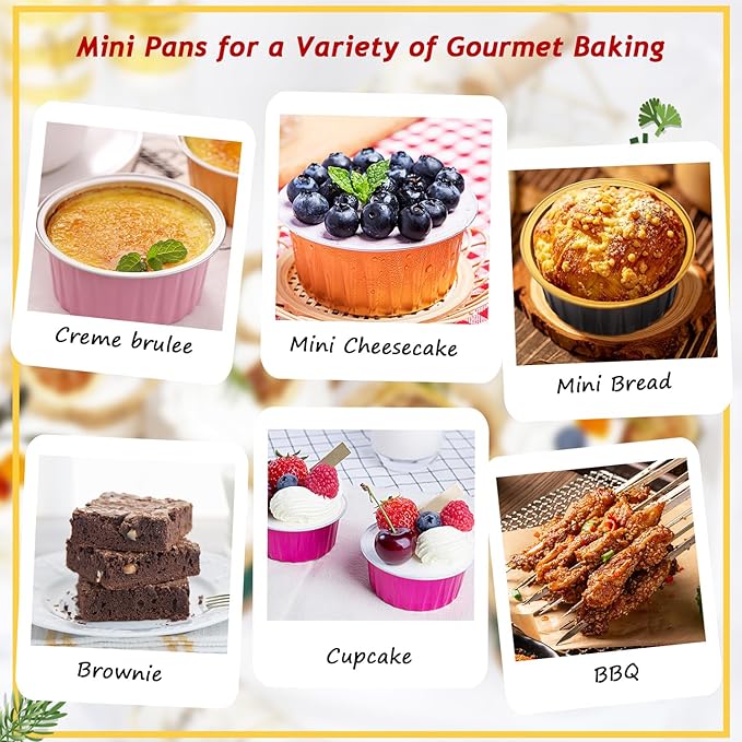 LNYZQUS 5oz Cupcake Pans Muffin Tins with Lids 100 Pack, Aluminum Foil Mini Cake Baking Pans,Small Baking Cups Containers,Disposable Ramekins Muffin Cups -Silver