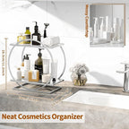 Perfume Organizer for Bedroom Dresser- Sliver Makeup Organizers for Vanity, 2 Tier Bathroom Countertop Organizer Perfume Tray Skincare Storage Cosmetic Display Rack, Make Up Counter Shelf