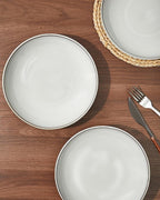 Pokini Pasta Bowls 30 oz, Terracotta Ceramic Plate Bowls for Kitchen, Microwave & Dishwasher Safe, Large Wide Serving Bowls for Salad/Soup/Noodle/Dessert, Moonstone White