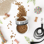 Bone Dry Ceramic Stripe Paw Pet Bowls Collection, Dishwasher Safe, Medium, 6x2, Black 2 Count