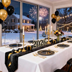 DaYammi 200Pcs Gold and Black Plastic Plates with Silverware,Black Disposable Plates for Party Black Gold Supplies Includes 40 Dinner Plate,40 Dessert Plate,40 Forks,40 Knives,40 Spoons for Party