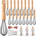 Baderke 20 Sets Baking Gifts Set Includes 8 Inch Silicone Whisk with Wood Handle Wired Stainless Steel Whisk Set Greeting Cards Plastic Bags for Party Birthday Christmas Stuffers Gift(Black)