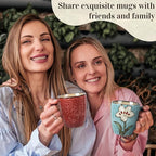 Maxdot 4 Pcs 12oz Ceramic Coffee Mugs Sets Glazing Process Cappuccino Mug Floral Ceramic Tea Cups Mother's Day Idea Gift for Women Mom Porcelain Cup for Coffee, Cocoa, Tea, Latte (Classic)