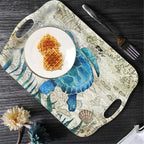Serving Tray Decorative Tray with Handles Multi-Purpose Rectangular Serving Trays for Restaurant, Parties, Coffee Table, Kitchen - Retro Turtle